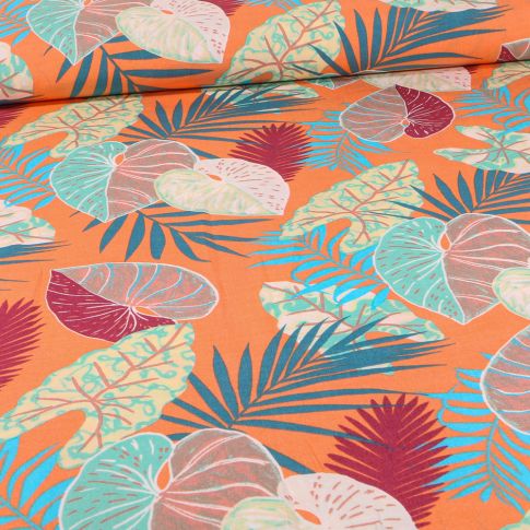 Tissu Viscose Laora sur fond Orange