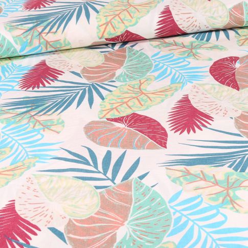 Tissu Viscose Laora sur fond Blanc cassé