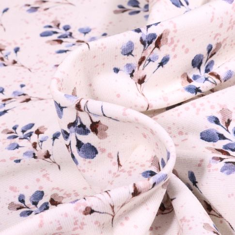 Tissu Jersey Coton Bio Nilia sur fond Blanc cassé