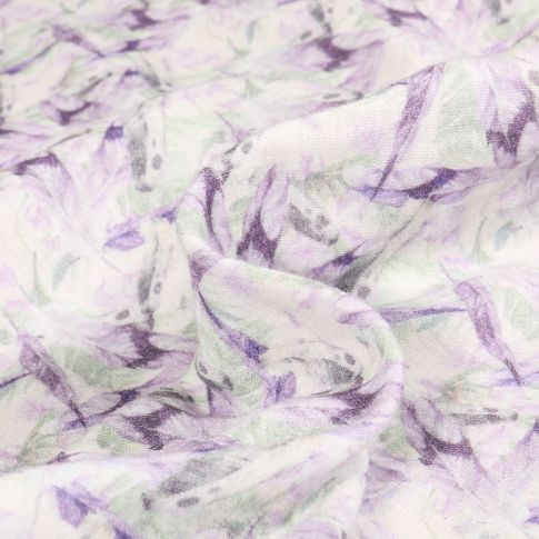 Tissu Double gaze Pluma sur fond Blanc cassé