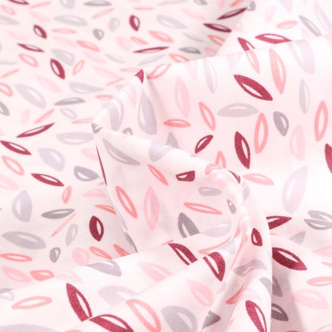 Tissu Coton imprimé LittleBird Pétales camaieu bordeaux sur fond Blanc