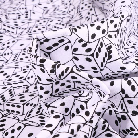 Tissu Coton imprimé Dès de jeux sur fond Blanc