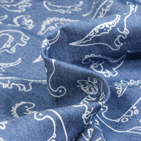 Tissu Chambray Diplo sur fond Bleu denim