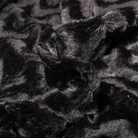 Tissu Fausse fourrure Chevrons Stella Noir