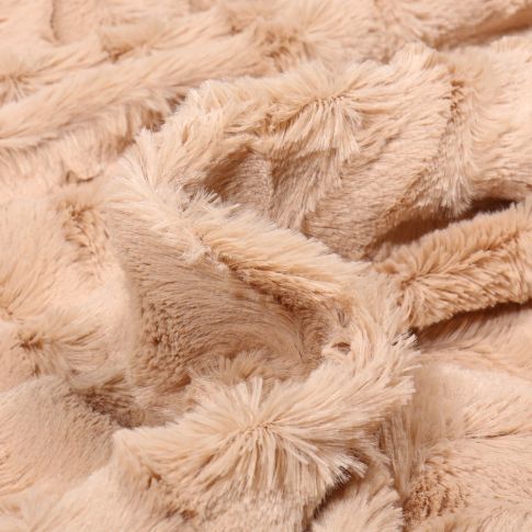 Tissu Fausse fourrure Chevrons sur fond Beige sable