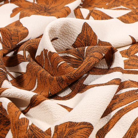 Tissu Crêpe georgette Louisa sur fond Blanc cassé