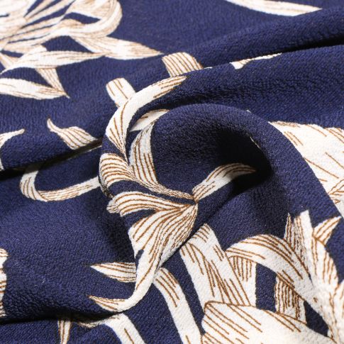 Tissu Crêpe georgette Louisa sur fond Bleu marine