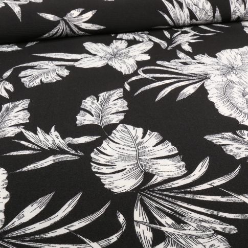 Tissu Crêpe georgette Louisa sur fond Noir