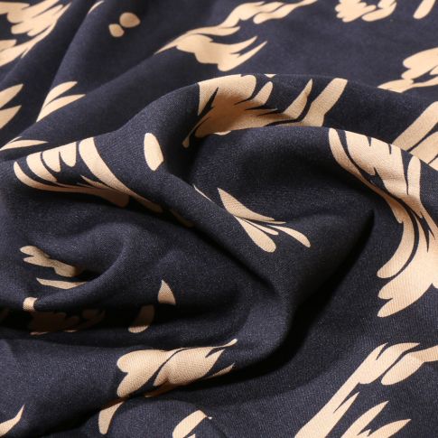 Tissu Viscose Abstrait beige sur fond Noir