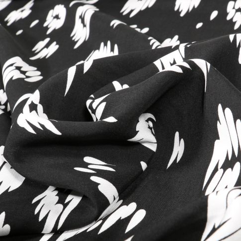 Tissu Viscose Abstrait blanc sur fond Noir