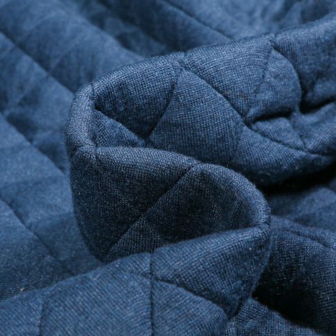 Tissu Sweat matelassé uni Big Check sur fond Bleu foncé