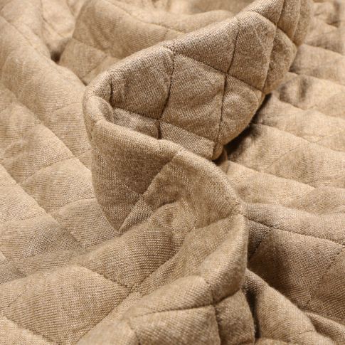 Tissu Sweat matelassé uni Big Check sur fond Beige