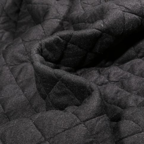 Tissu Sweat matelassé uni Big Check sur fond Noir