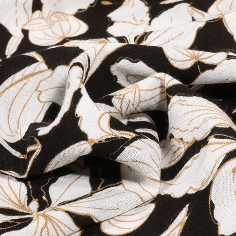Tissu Crépon viscose lurex Yoryu sur fond Noir