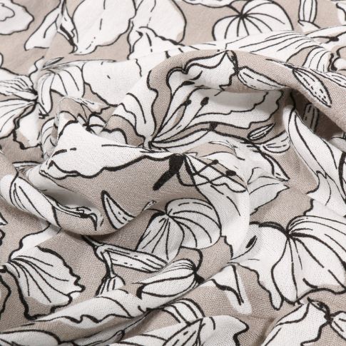 Tissu Crépon viscose lurex Yoryu sur fond Grège