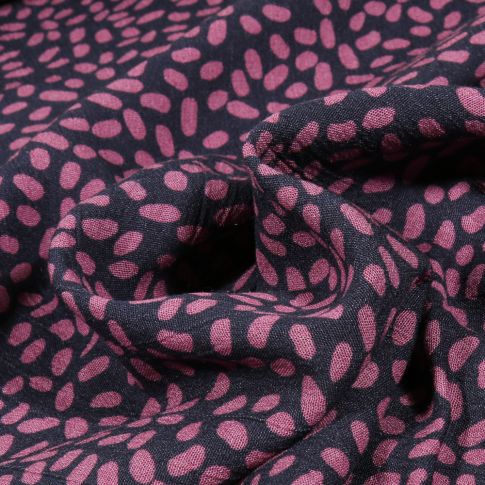 Tissu Crépon viscose Idri sur fond Bleu nuit