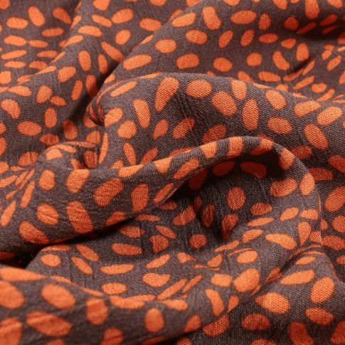 Tissu Crépon viscose Idri sur fond Marron