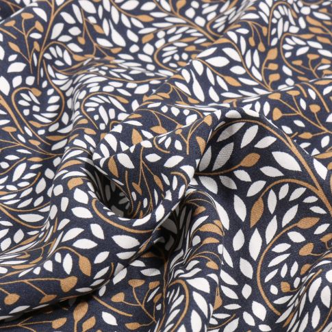 Tissu Viscose Fleya sur fond Bleu marine