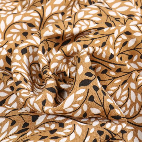 Tissu Viscose Fleya sur fond Ocre