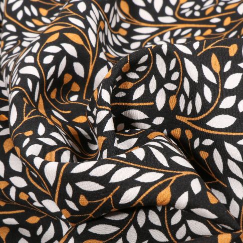 Tissu Viscose Fleya sur fond Noir
