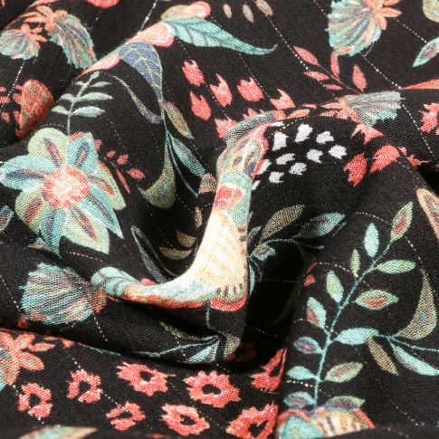 Tissu Crépon viscose lurex Jenna sur fond Noir