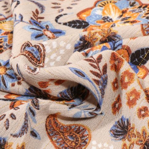 Tissu Crépon viscose lurex Jenna sur fond Beige