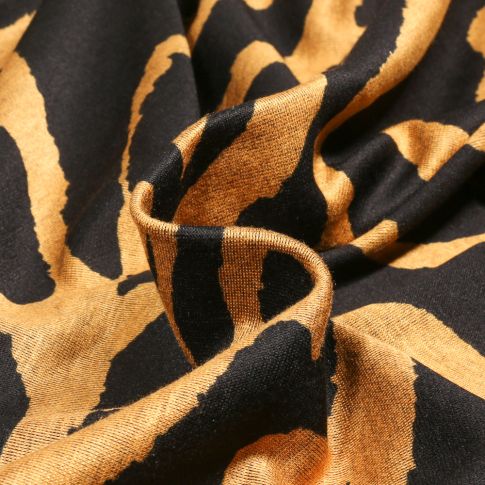 Tissu Jersey Milano Christina ocre sur fond Noir