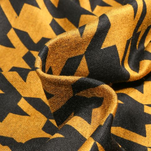 Tissu Jersey Milano Maxi pied de poule sur fond Jaune