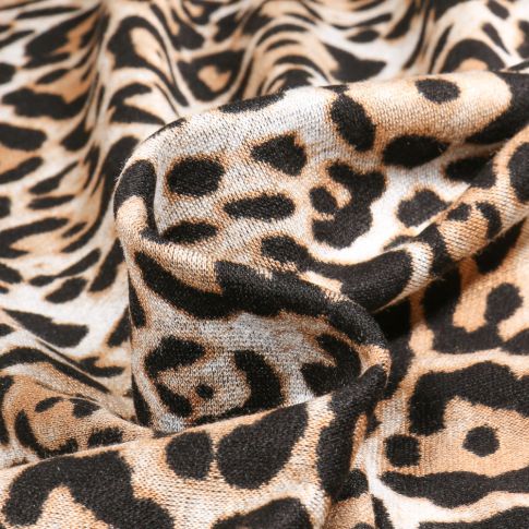 Tissu Jersey Milano Léop sur fond Ecru