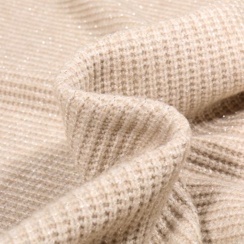Tissu Maille lurex Helena argent Ecru