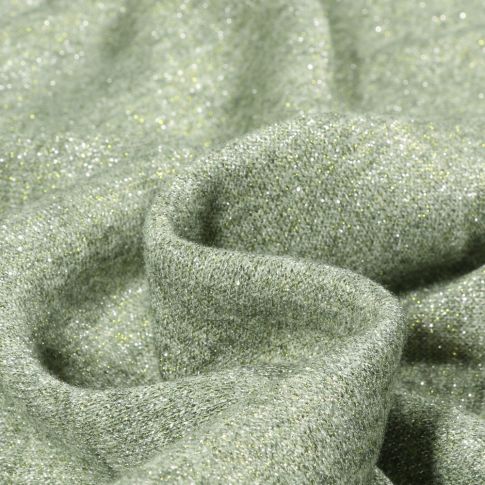 Tissu Maille Lurex argenté Viky sur fond Vert