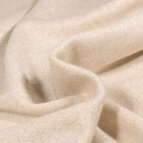 Tissu Maille Lurex argenté Viky sur fond Ecru