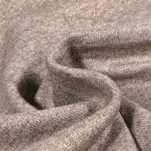 Tissu Maille Lurex argenté Viky sur fond Taupe