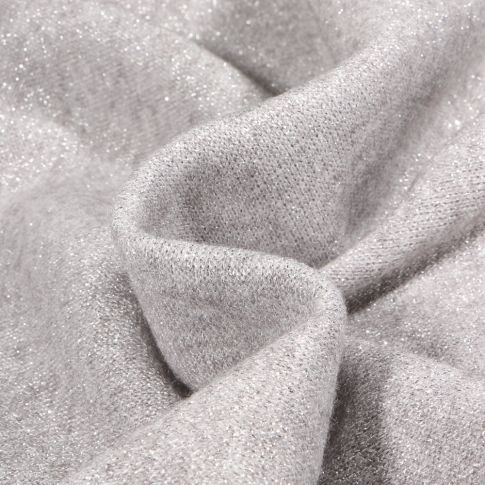 Tissu Maille Lurex argenté Viky sur fond Gris clair