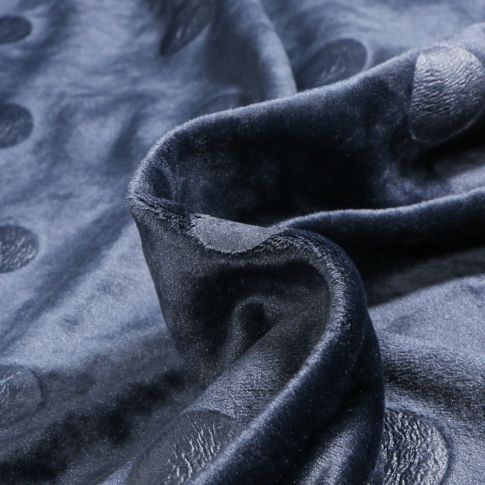 Tissu Jersey Velours Big dots sur fond Bleu marine