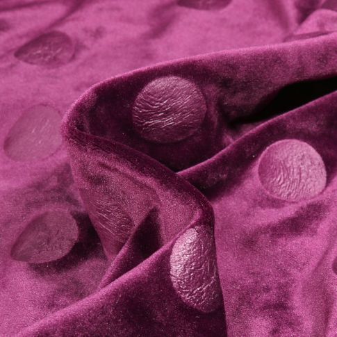Tissu Jersey Velours Big dots sur fond Prune