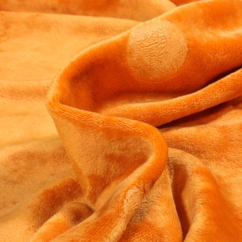 Tissu Jersey Velours Big dots sur fond Jaune curcuma