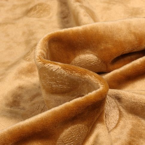 Tissu Jersey Velours Big dots sur fond Ocre