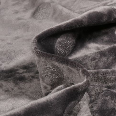 Tissu Jersey Velours Big dots sur fond Gris anthracite