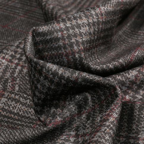 Tissu Jersey Milano Prince de galles sur fond Gris