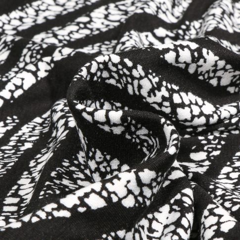 Tissu Jersey Viscose  Vortex Crakles sur fond Noir