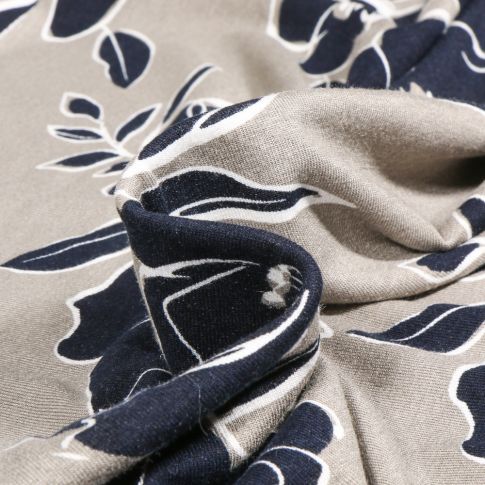 Tissu Jersey Viscose  Twigs sur fond Beige sable