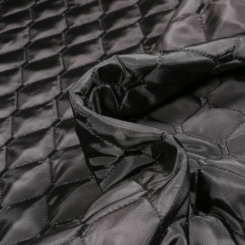 Tissu Doudoune matelassé réversible Diamonds sur fond Noir