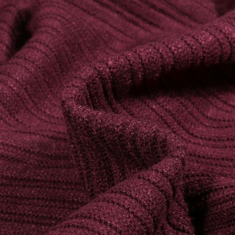 Tissu Maille côtelé épaisse  Elisa uni sur fond Bordeaux