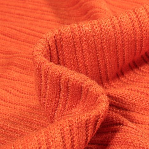 Tissu Maille côtelé épaisse  Elisa uni sur fond Brique
