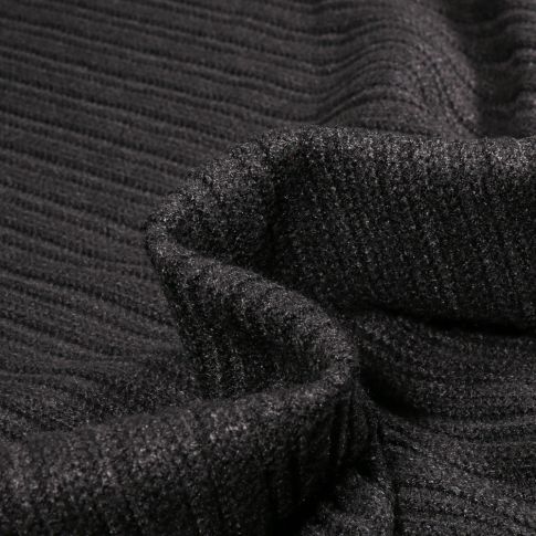 Tissu Maille côtelé Deluxe Elisa uni sur fond Noir