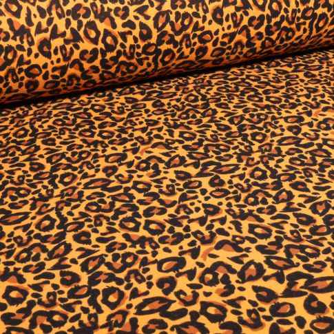 Tissu Sweat envers molletonné Leopard Love sur fond Jaune