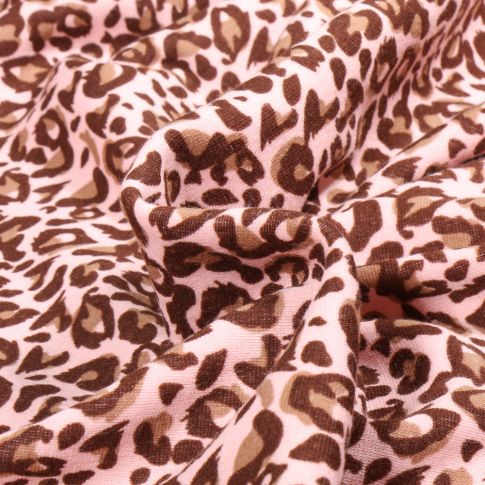Tissu Sweat envers polaire Leopard Love sur fond Rose