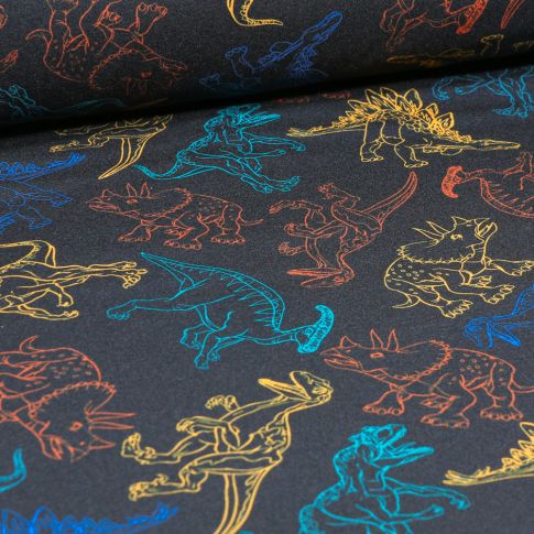 Tissu Softshell T-rex sur fond Bleu marine