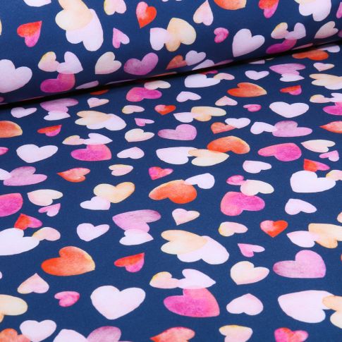 Tissu Softshell Digital Lova sur fond Bleu marine